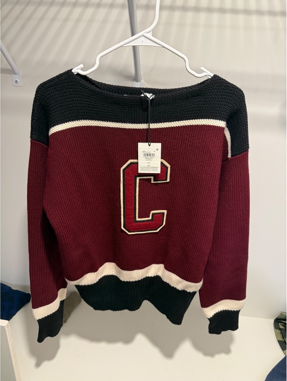 Coach Burgundy Multi Cheer Sweater Size L
